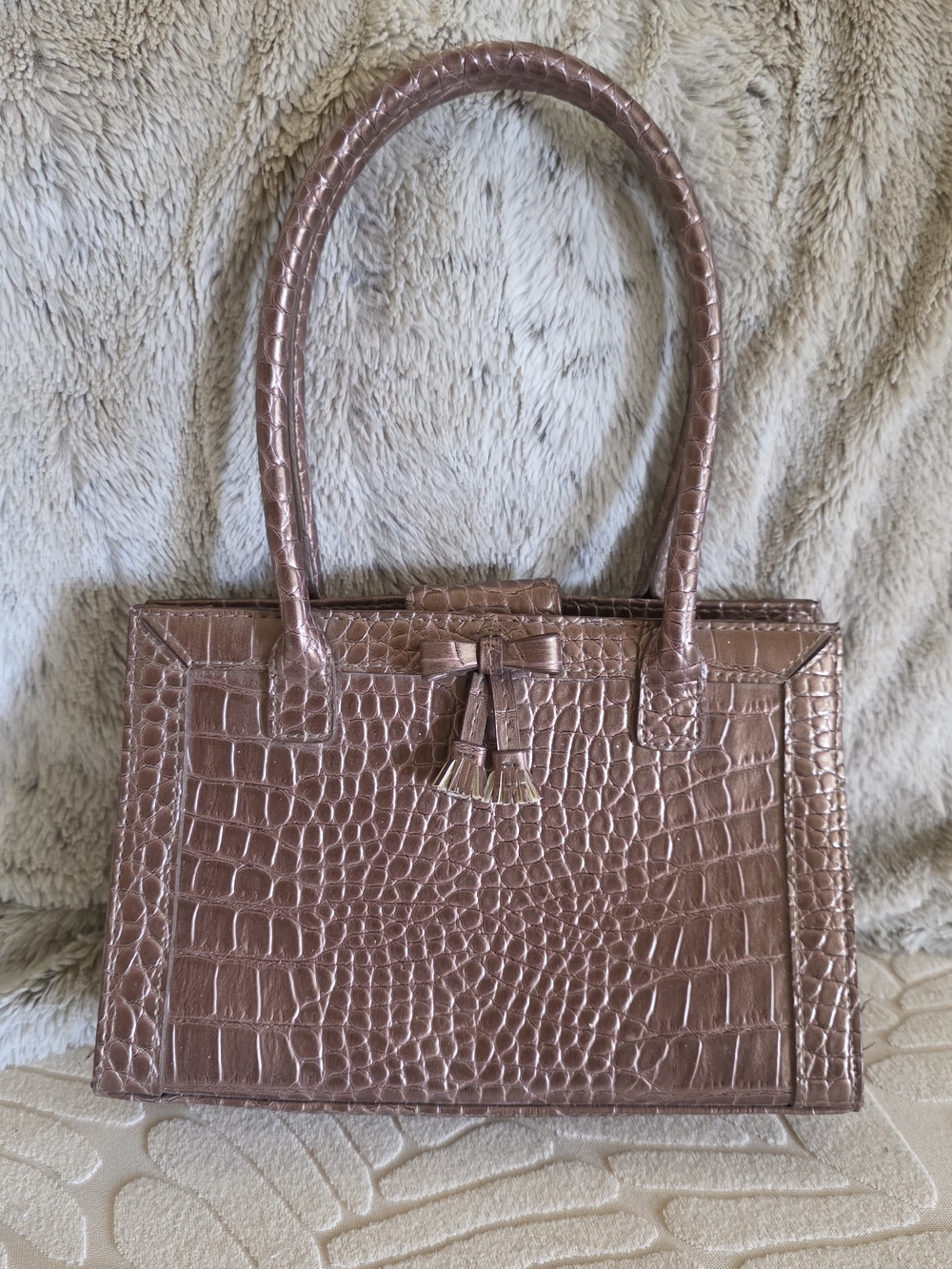 Vintage Liz Claiborne Great Expectations Y2K Chocolate Croc Embossed, Purse Bag